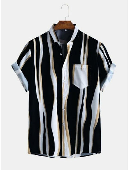 Irregular stripes print shirt