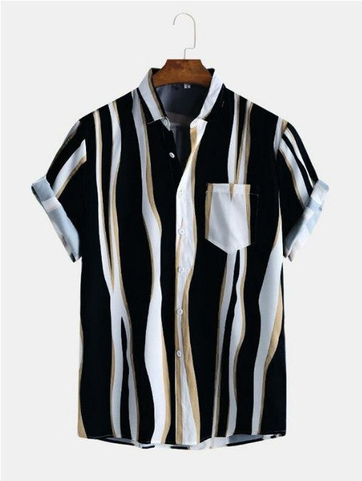 Irregular stripes print shirt