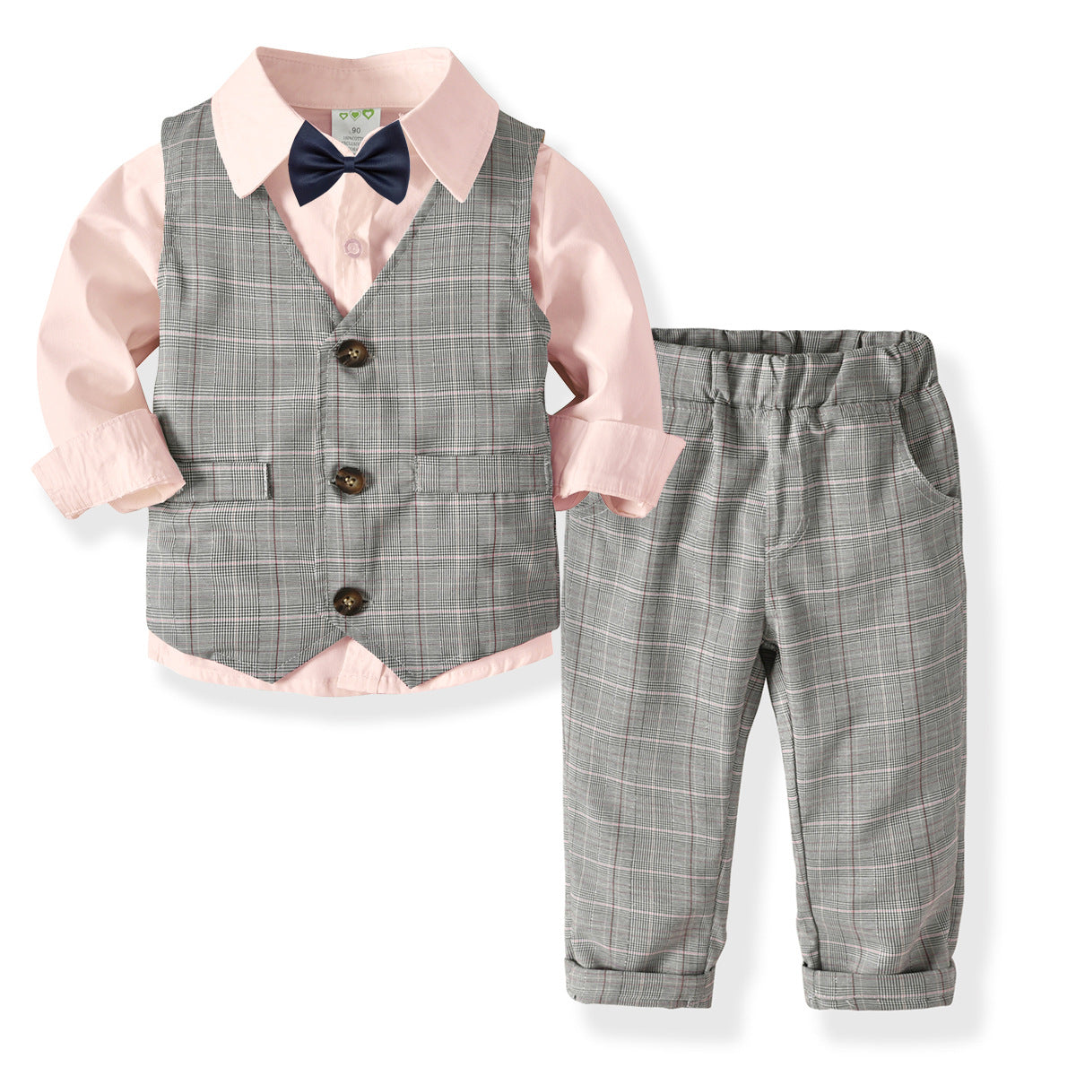 Boys Double Waistcoat Trousers Gentleman Bow Tie Suit