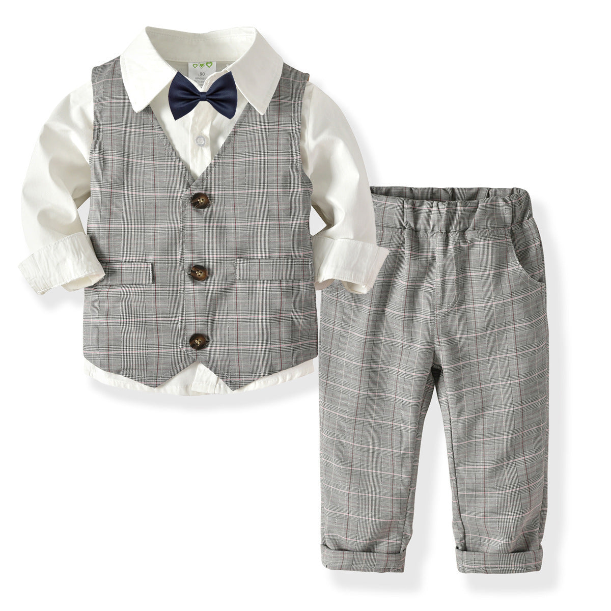 Boys Double Waistcoat Trousers Gentleman Bow Tie Suit