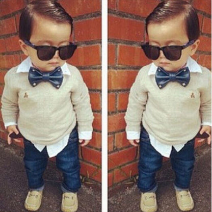 Children's Clothing Sweater Denim Suit Gentleman Bow Tie