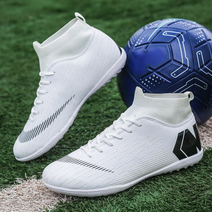 BINBINNIAO Men Boys Turf Soccer Shoes Original White Black Football Boots Kids Cleats Sport Sneakers chuteiras de futebol