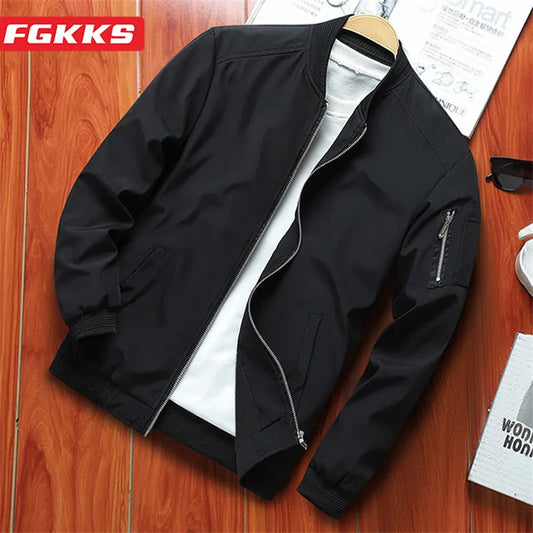 FGKKS 2023 Outdoor Casual Jacket For Men Solid Color Slim-Fit Fashion Coat High Quality Design Brand Jacket Male