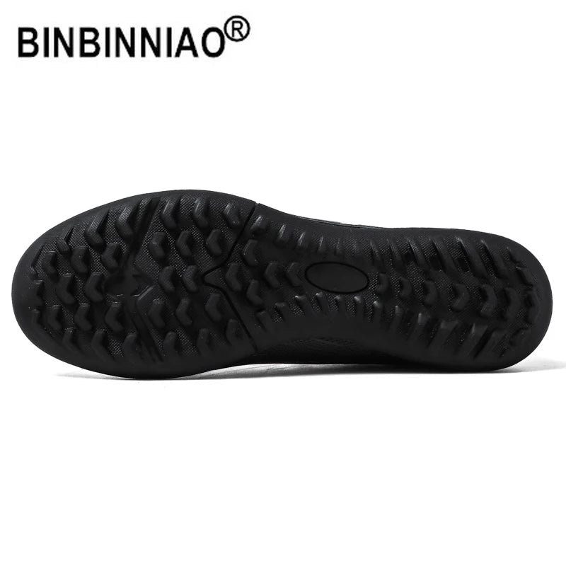 BINBINNIAO Men Boys Turf Soccer Shoes Original White Black Football Boots Kids Cleats Sport Sneakers chuteiras de futebol