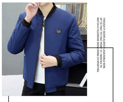 Autumn Winter Coat Men's Fleece-lined Thickened Cotton-padded Coat Slim-fit Jacket Men