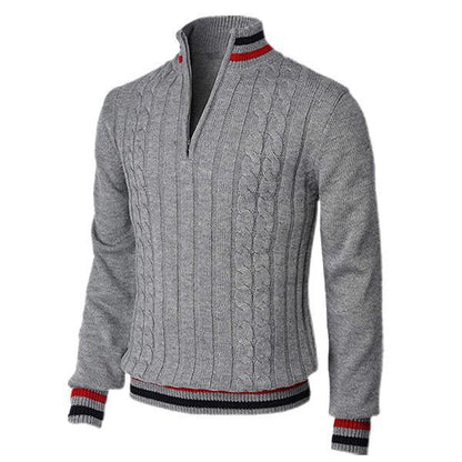 Color Block Zipper Turtleneck Men's Knitwear